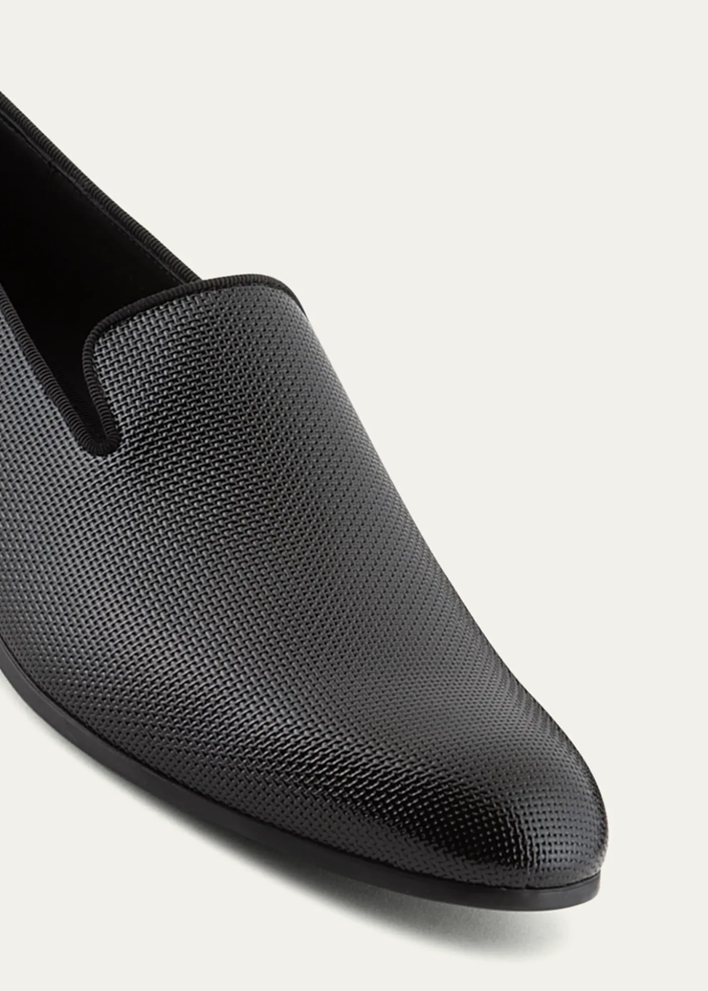 Giorgio ArmaniMen's Textured Leather Grosgrain-Trim Loafers