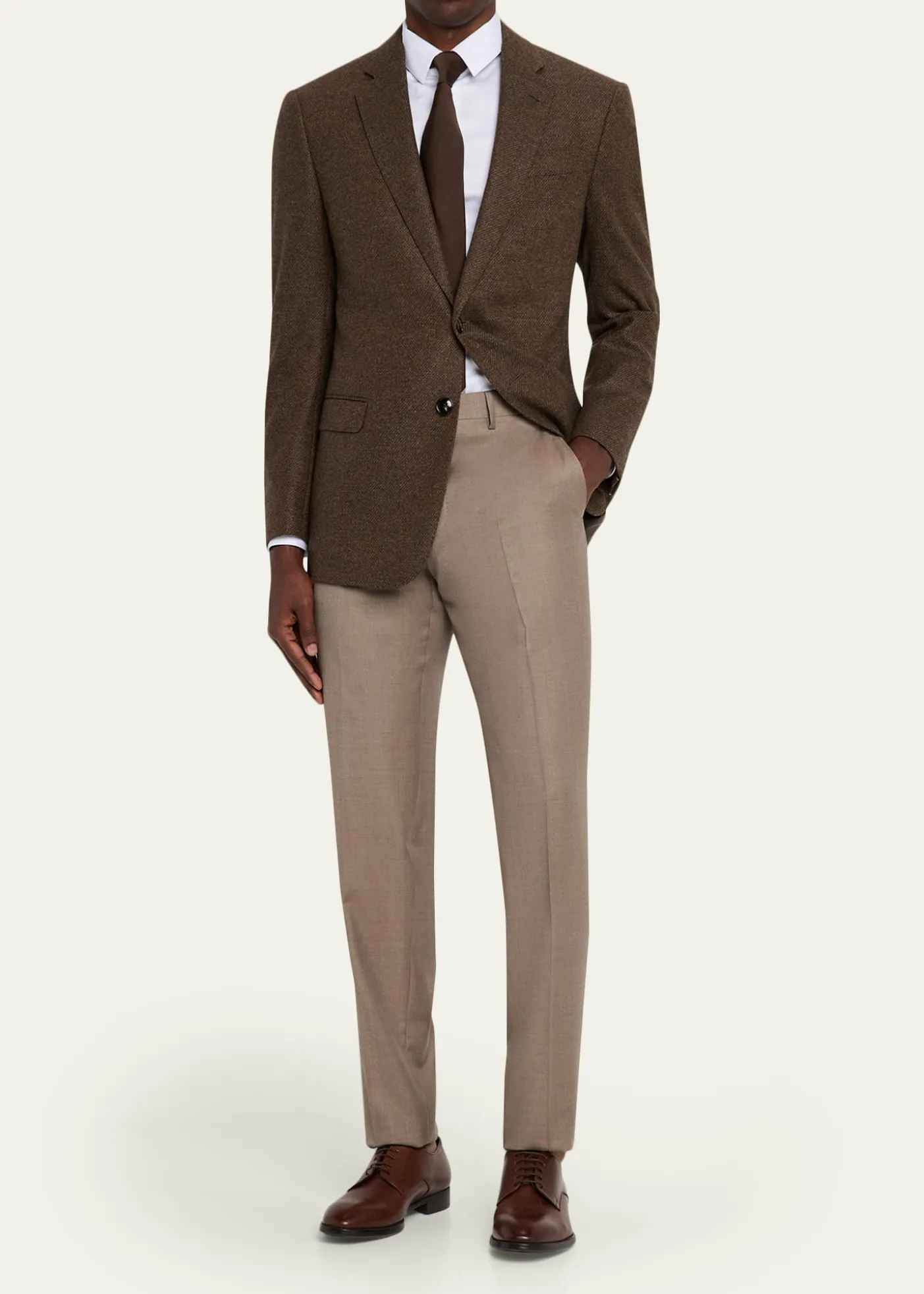 Giorgio ArmaniMen's Wool Sharkskin Flat Front Trousers