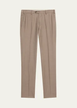 Giorgio ArmaniMen's Wool Sharkskin Flat Front Trousers