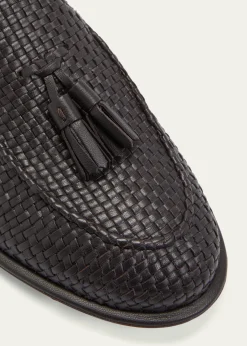 Giorgio ArmaniMen's Woven Leather Tassel Loafers