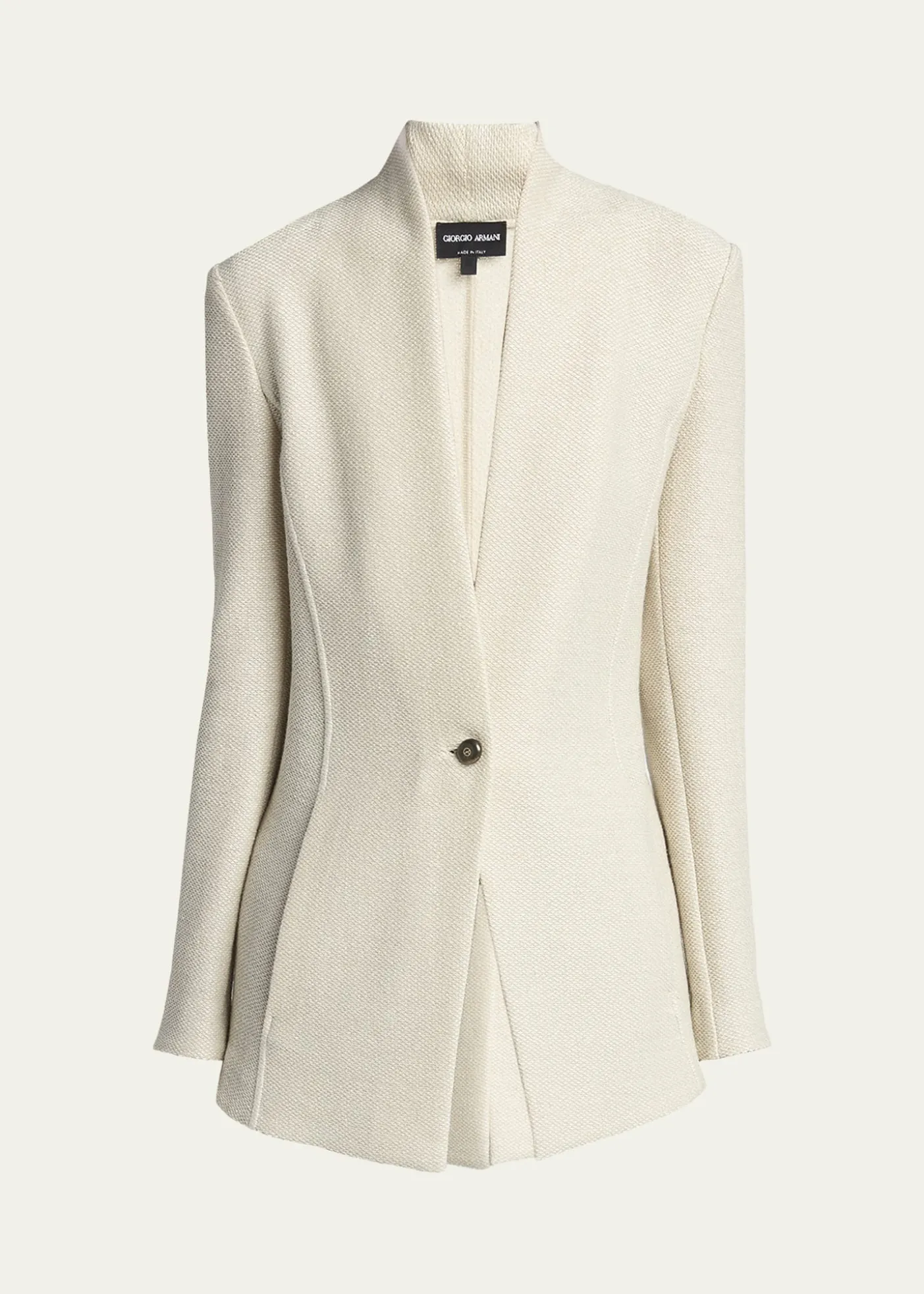 Giorgio ArmaniSingle-Breasted Tweed Blazer Jacket