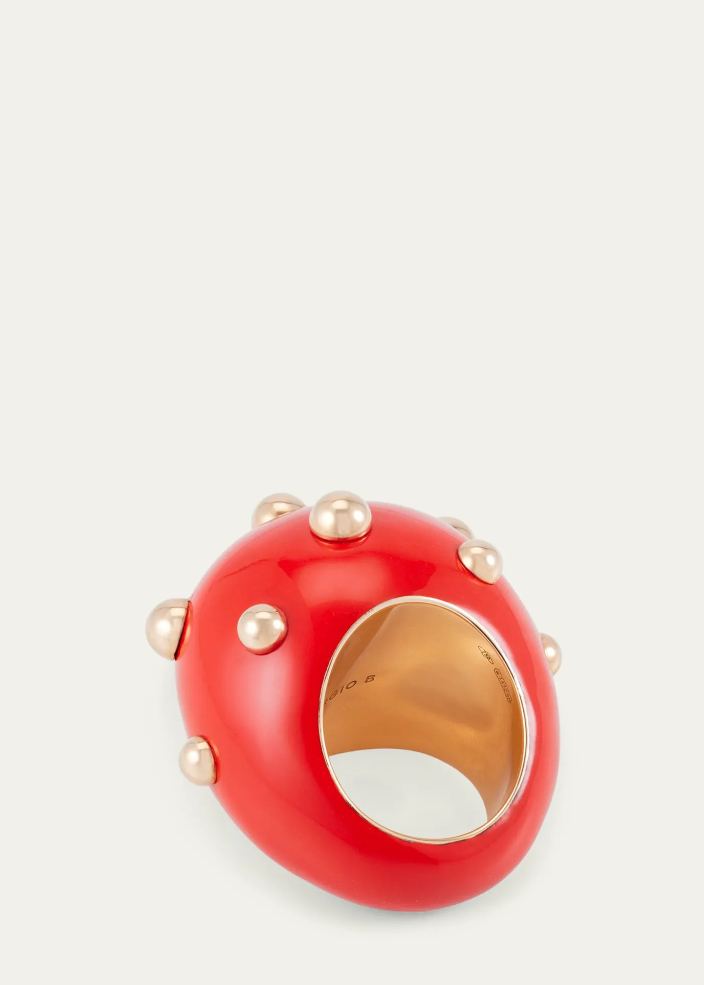 GIORGIO BGoccia Ring with Coral Enamel in 18K Rose Gold