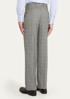 Giuliva HeritageMen's Glen Plaid Straight Wool Trousers