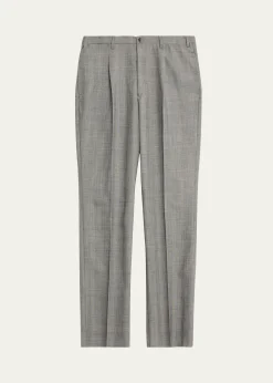 Giuliva HeritageMen's Glen Plaid Straight Wool Trousers