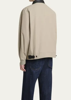 GivenchyMen's Harrington Jacket w/ Leather Coilar