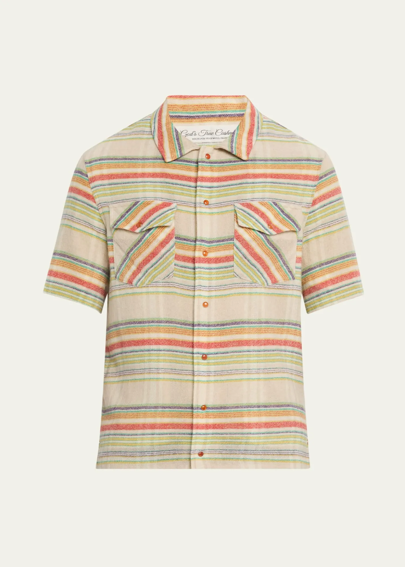 God's True CashmereMen's Multi-Stripe Cashmere Gauze Sport Shirt