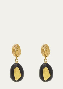 Grazia And Marica VozzaEbony Wood and Gold Nugget Earrings