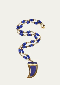 Grazia And Marica VozzaTiger's Eye and Lapis Tooth Pendant Necklace