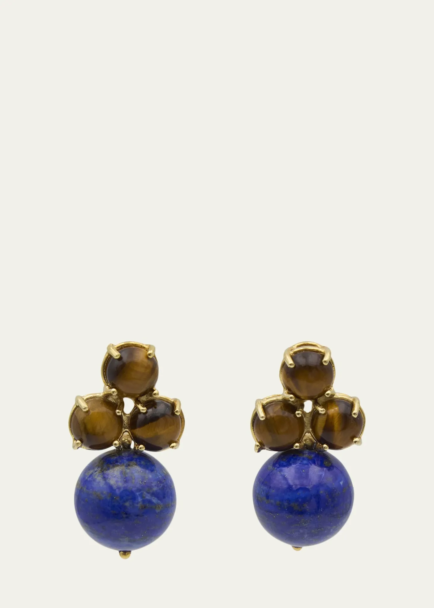 Grazia And Marica VozzaTris and Boule Earrings with Tiger's Eye and Lapis