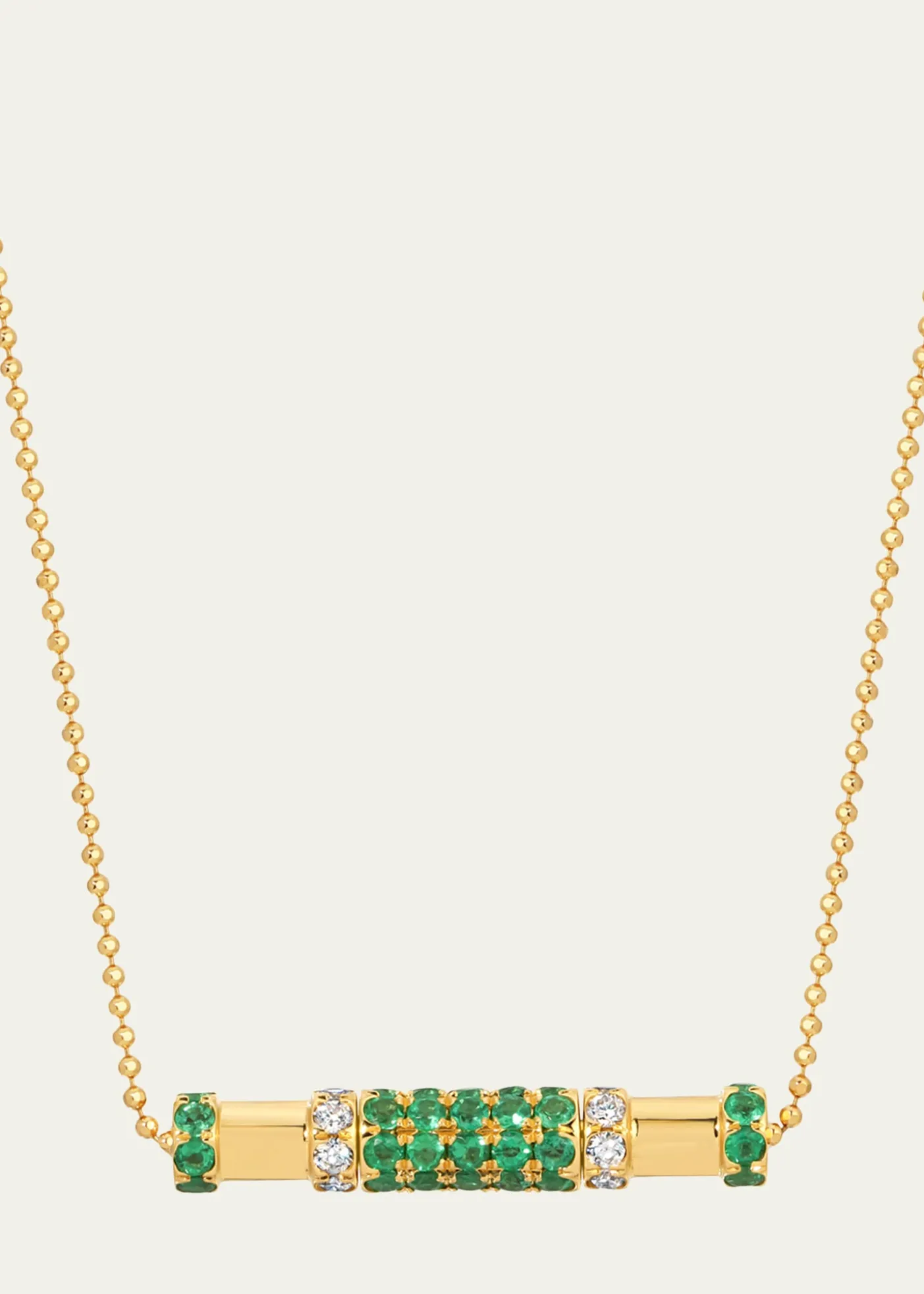 Graziela Gems18K Emerald and Diamond Cavaletti Necklace