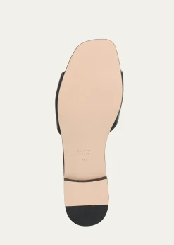 GucciLeather Logo Cutout Flat Sandals