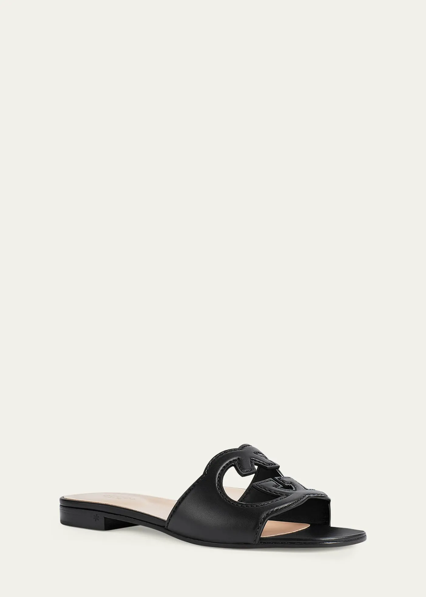GucciLeather Logo Cutout Flat Sandals