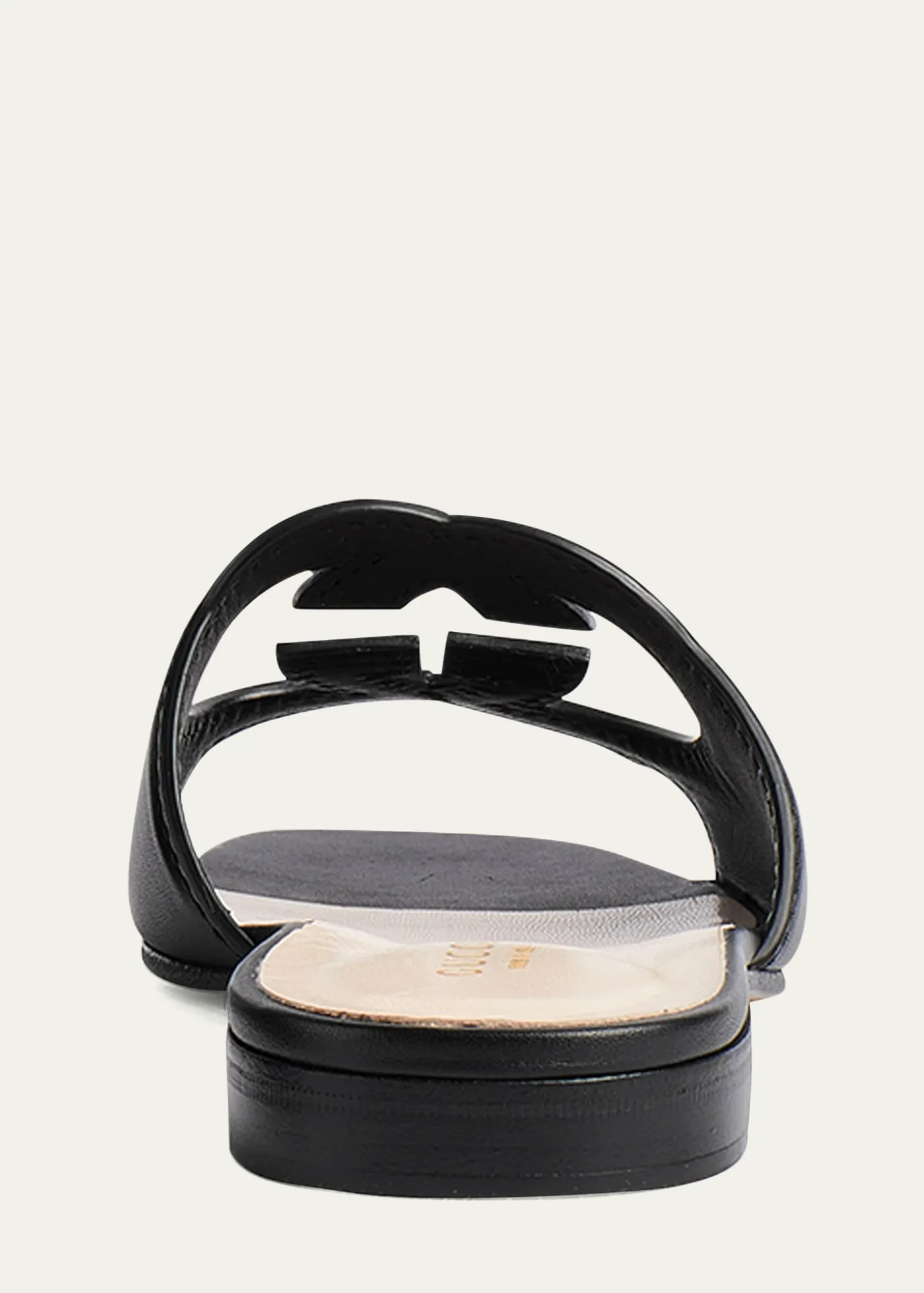 GucciLeather Logo Cutout Flat Sandals