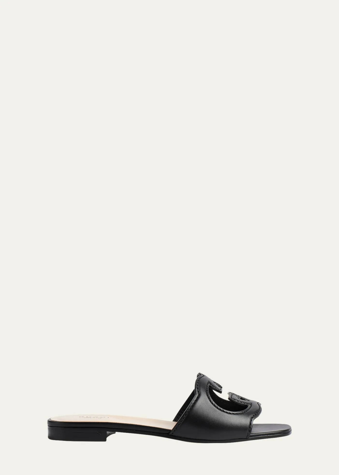 GucciLeather Logo Cutout Flat Sandals