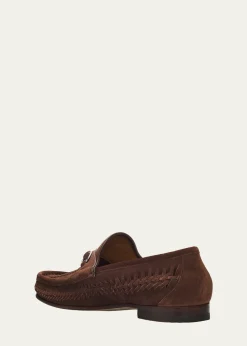 GucciMen's Horsebit 1953 Woven Suede Bit Loafers