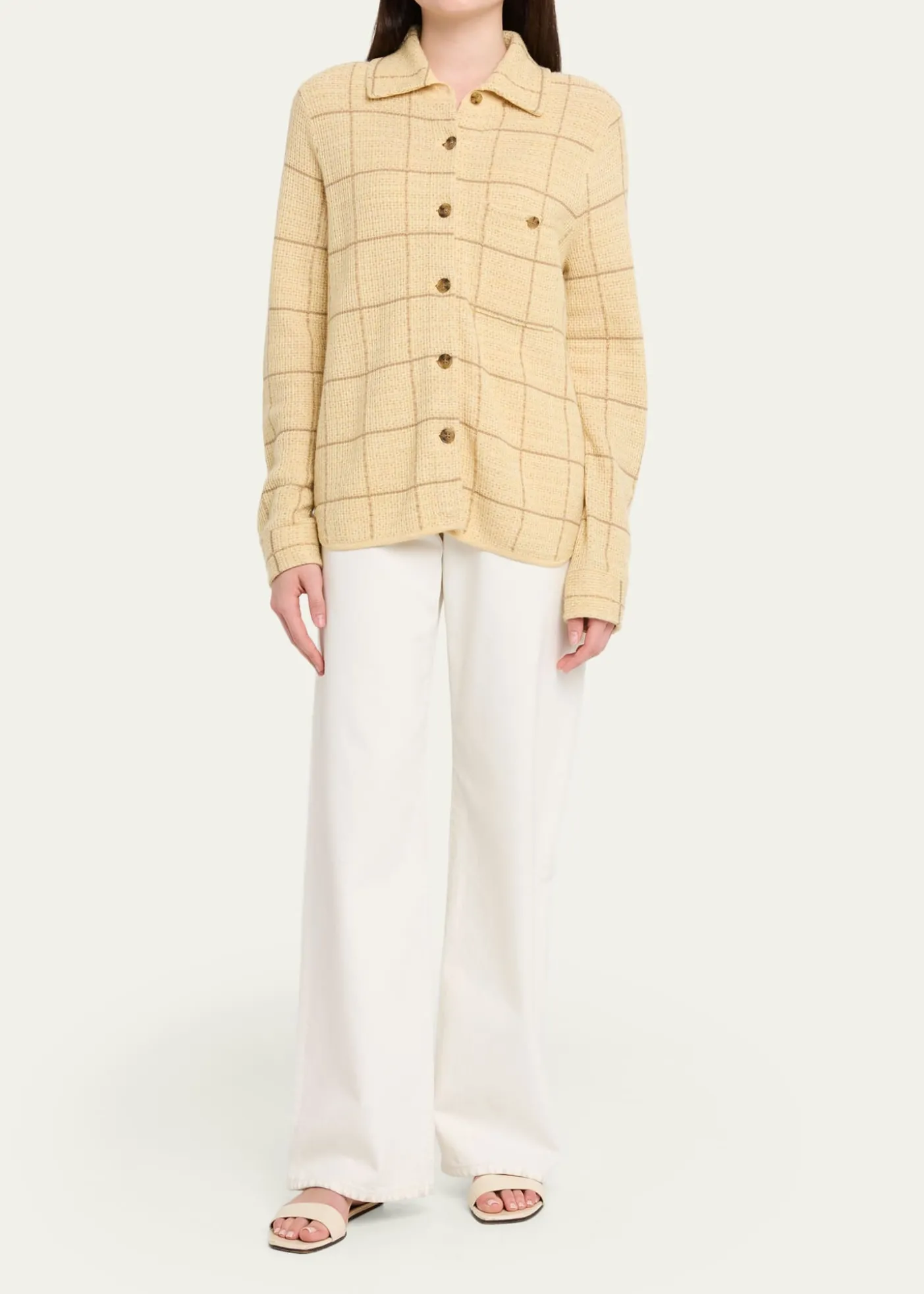 Guest in ResidenceDylan Plaid Cashmere-Linen Shirt