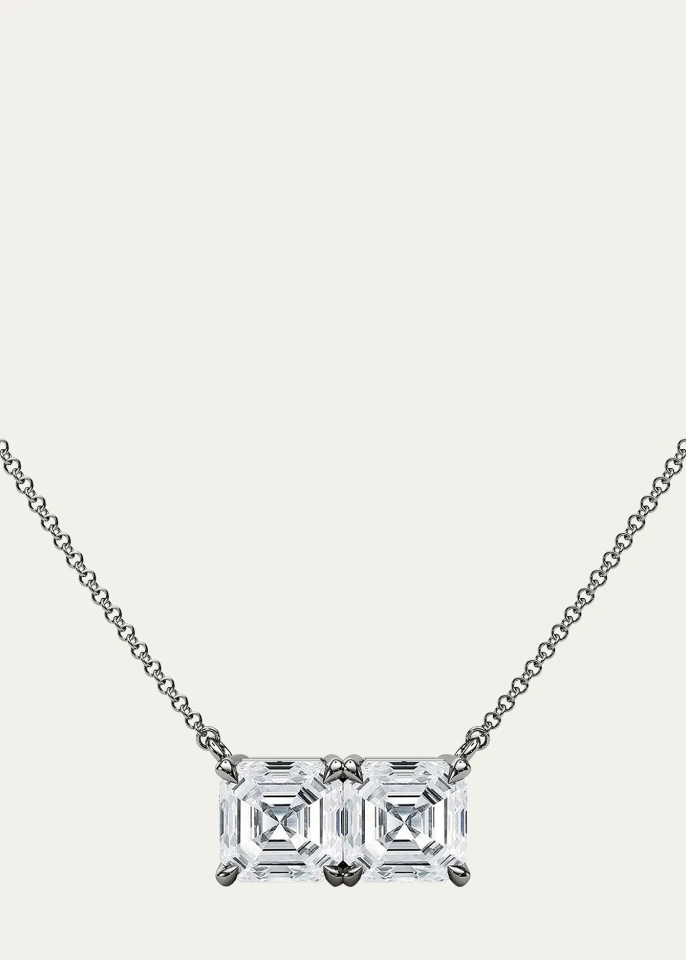 HauteCarat18K Asscher Lab Grown Diamond Twin Necklace