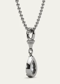 HauteCarat18K Ball and Chain Pear Shape Lab Grown Diamond Pendant Necklace, 3.0tcw
