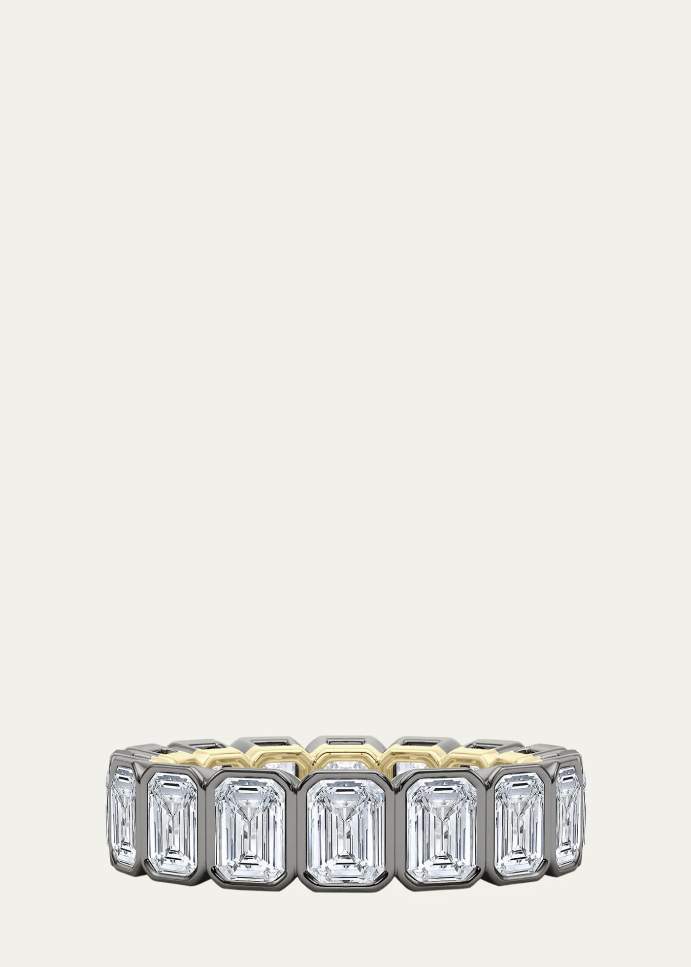 HauteCarat18K Emerald Cut Bezel Lab Grown Diamond Eternity Band, 9.0tcw