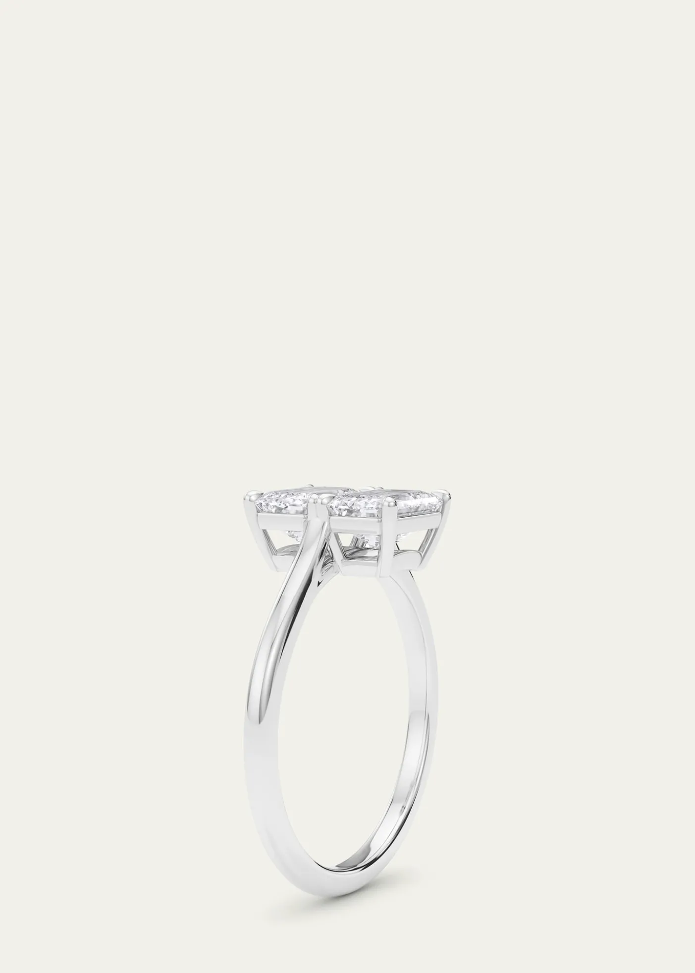 HauteCarat18K Emerald Lab Grown Diamond East-West Twin Ring