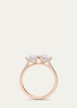 HauteCarat18K Heart Lab Grown Diamond West Pave Twin Ring