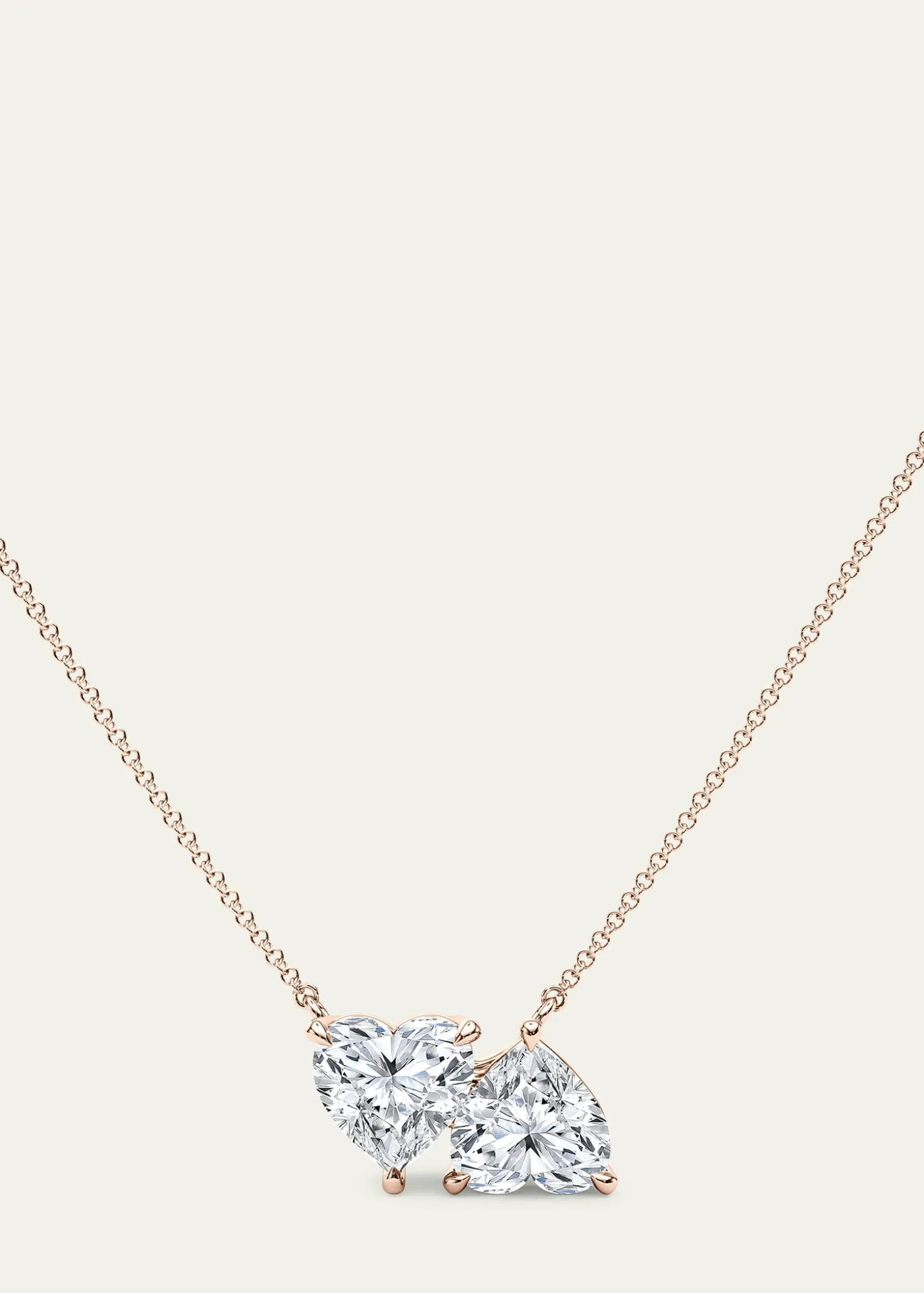 HauteCarat18K Heart Shape Lab Grown Diamond Twin Necklace