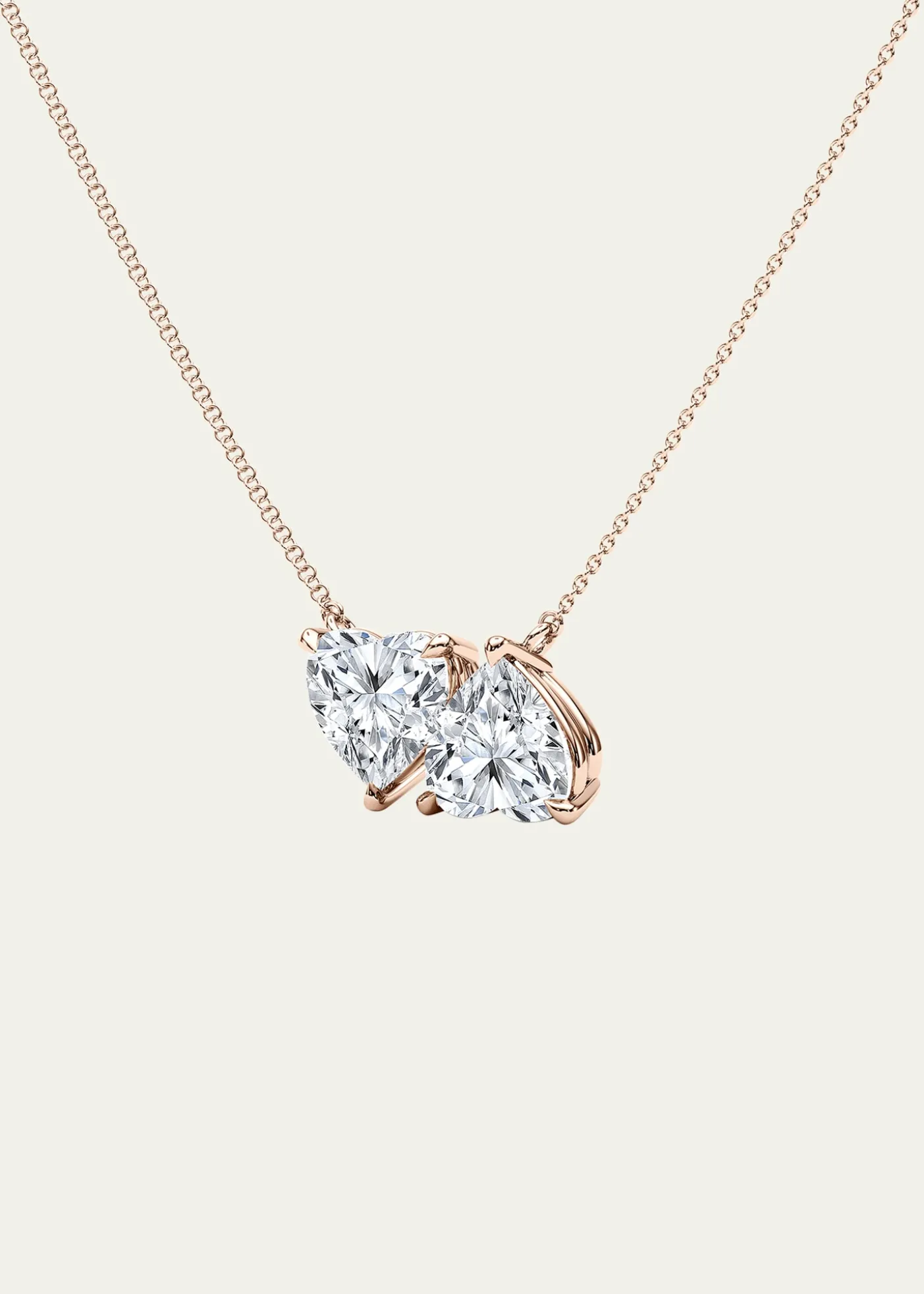 HauteCarat18K Heart Shape Lab Grown Diamond Twin Necklace
