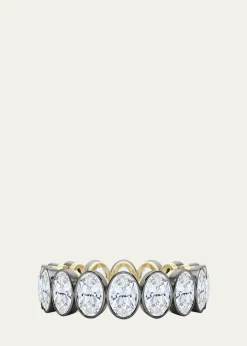 HauteCarat18K Oval Cut Bezel Lab Grown Diamond Eternity Band, 6.0tcw