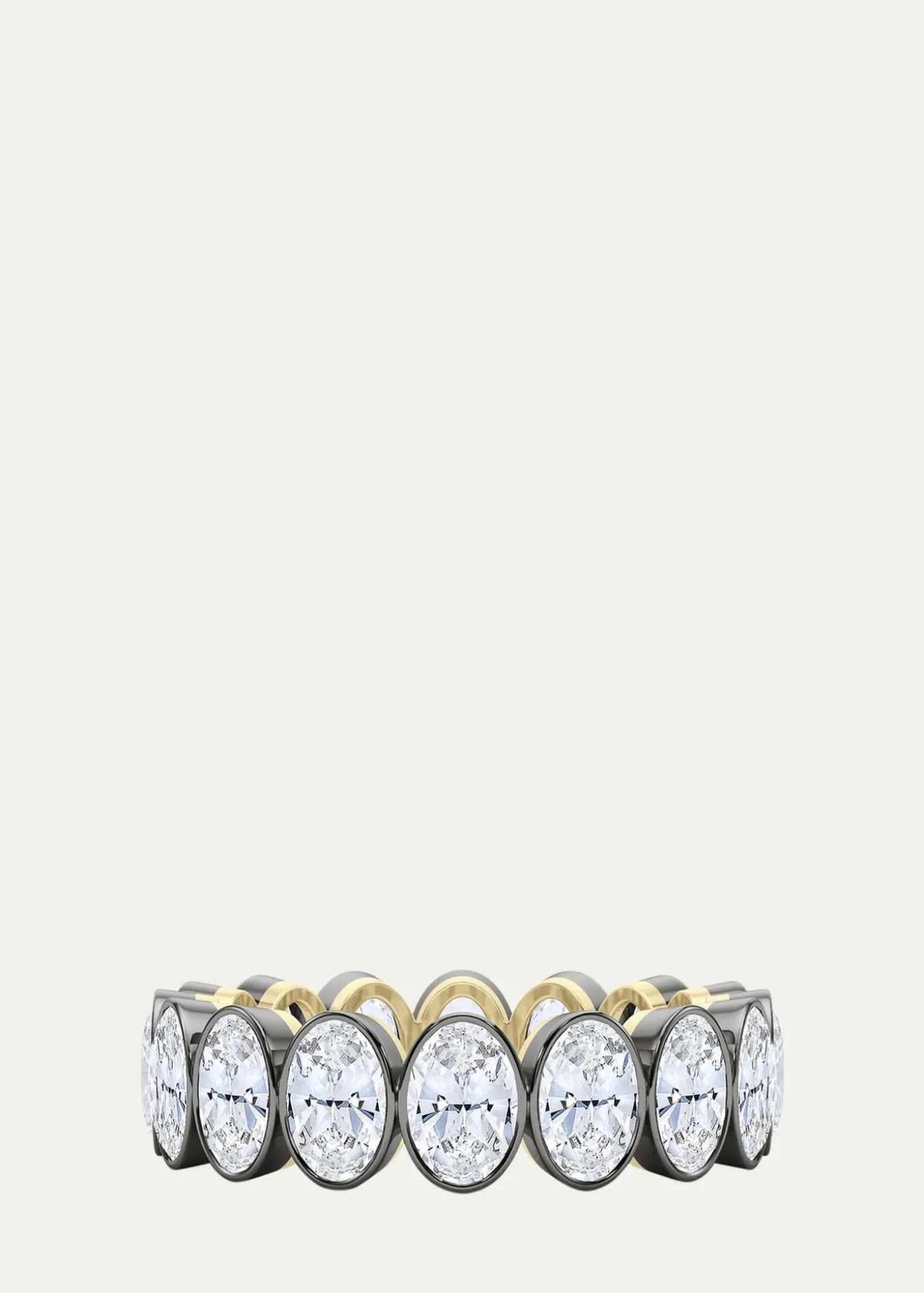 HauteCarat18K Oval Cut Bezel Lab Grown Diamond Eternity Band, 6.0tcw