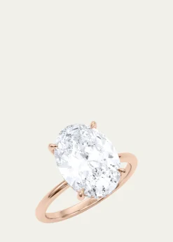 HauteCarat18K Oval Cut Hidden Halo Lab Grown Diamond Ring, 2.0tcw