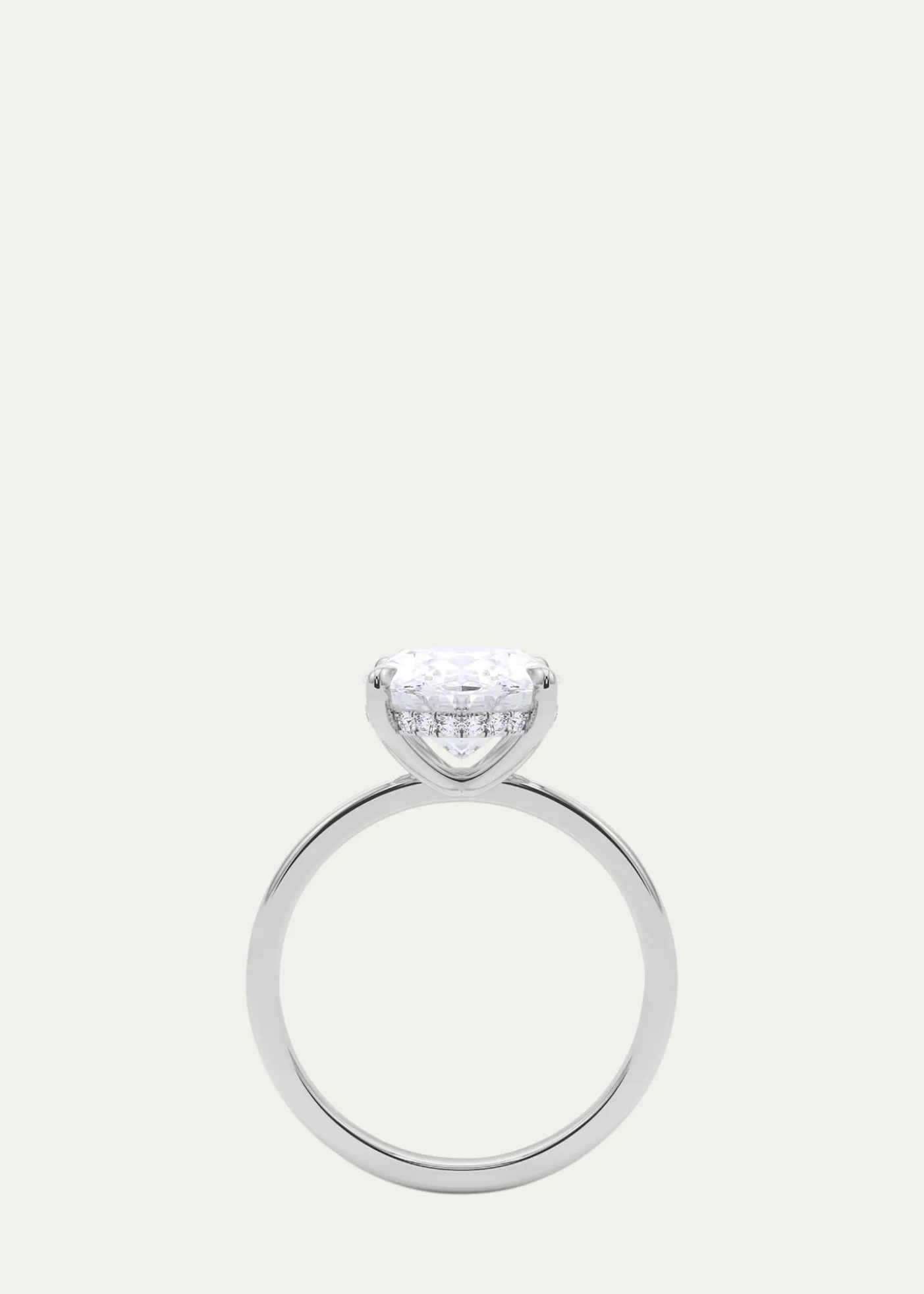 HauteCarat18K Oval Cut Hidden Halo Platinum Lab Grown Diamond Ring, 2.0tcw