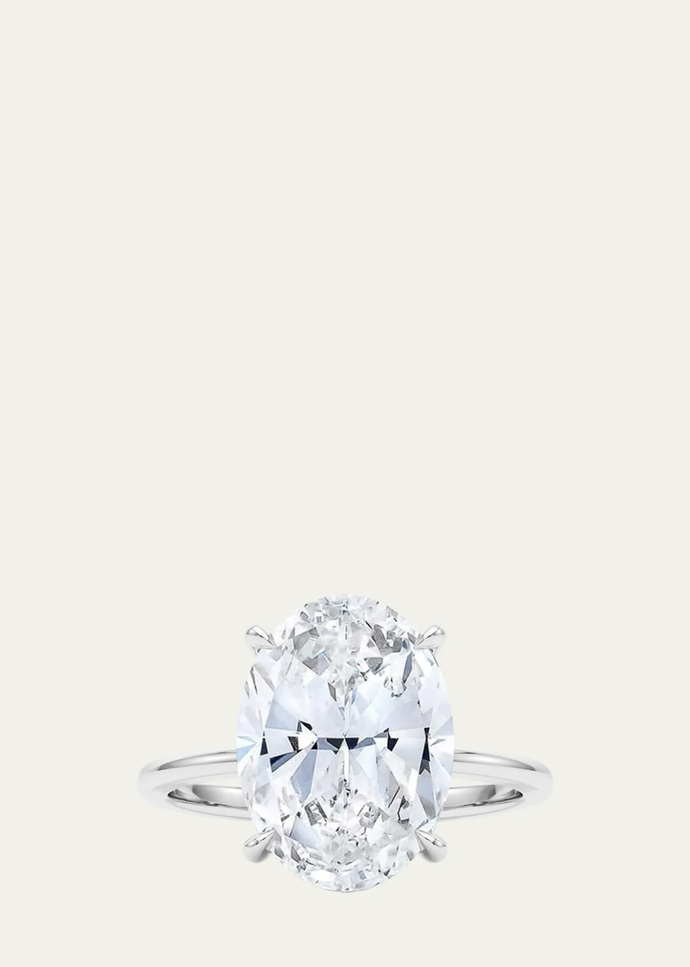 HauteCarat18K Oval Cut Hidden Halo Platinum Lab Grown Diamond Ring, 2.0tcw