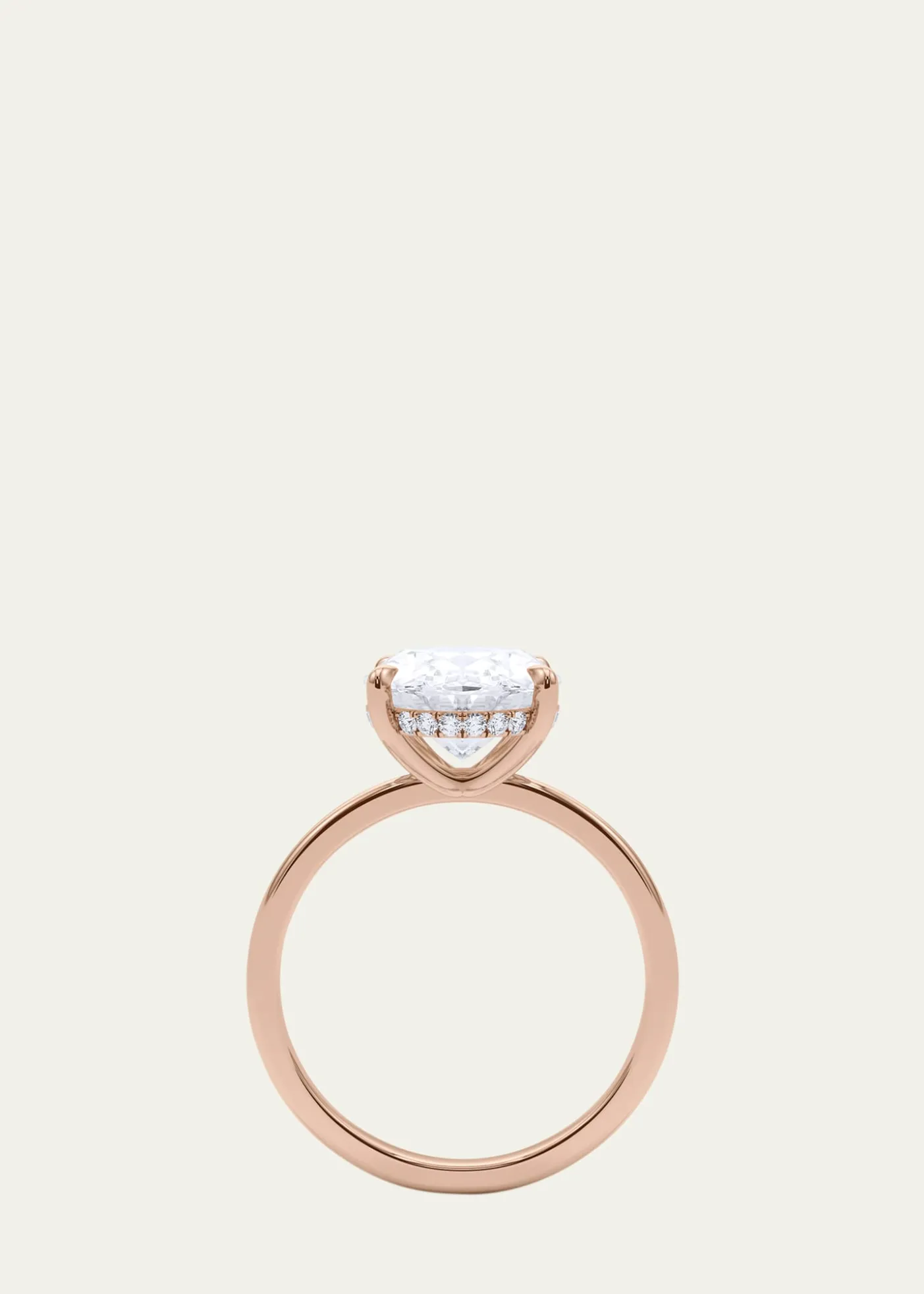 HauteCarat18K Oval Cut Hidden Halo Lab Grown Diamond Ring, 3.0tcw