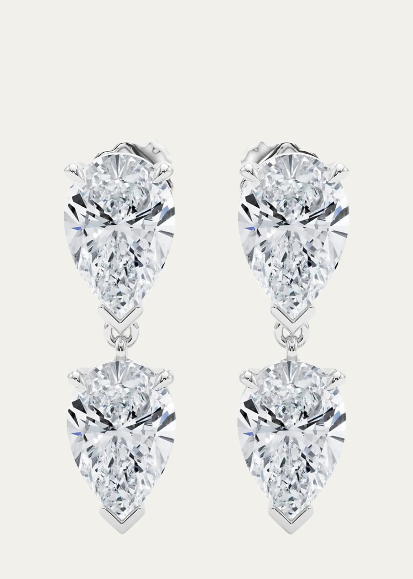 HauteCarat18K Pear Lab Grown Diamond Twin Earrings