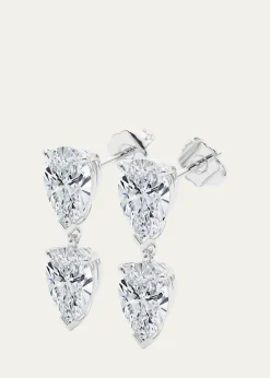 HauteCarat18K Pear Lab Grown Diamond Twin Earrings