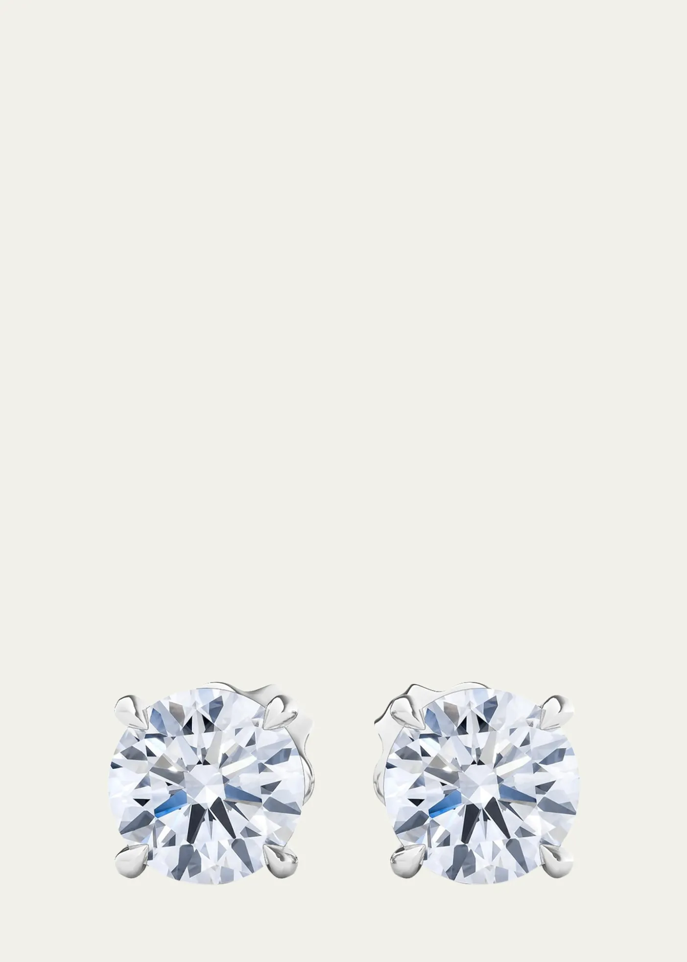HauteCarat18K Round Brilliant Lab Grown Diamond Stud Earrings, 4.0tcw