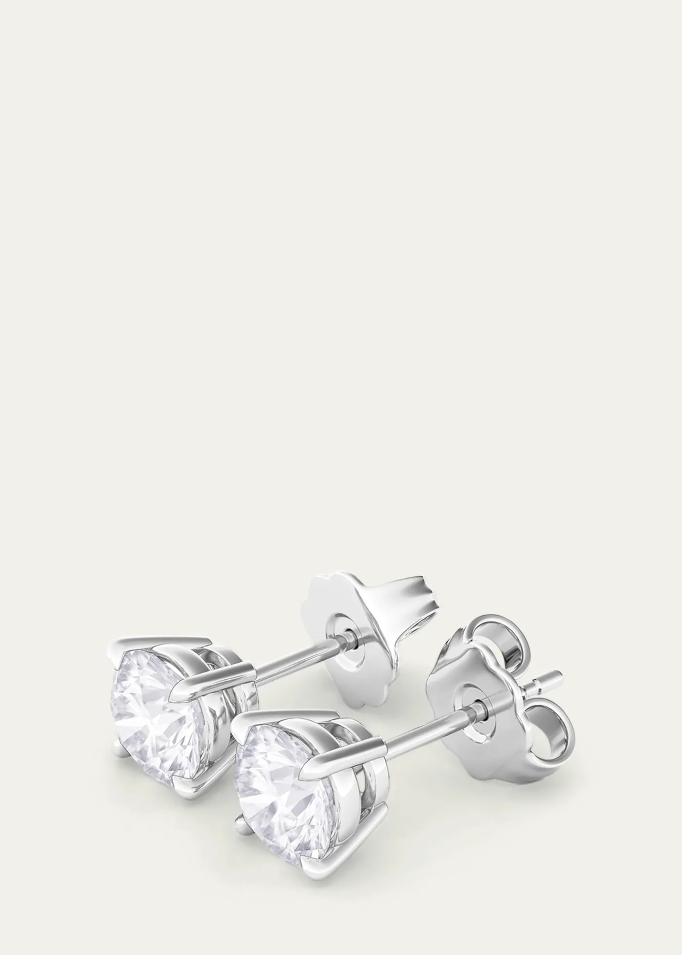 HauteCarat18K Round Brilliant Lab Grown Diamond Stud Earrings, 4.0tcw
