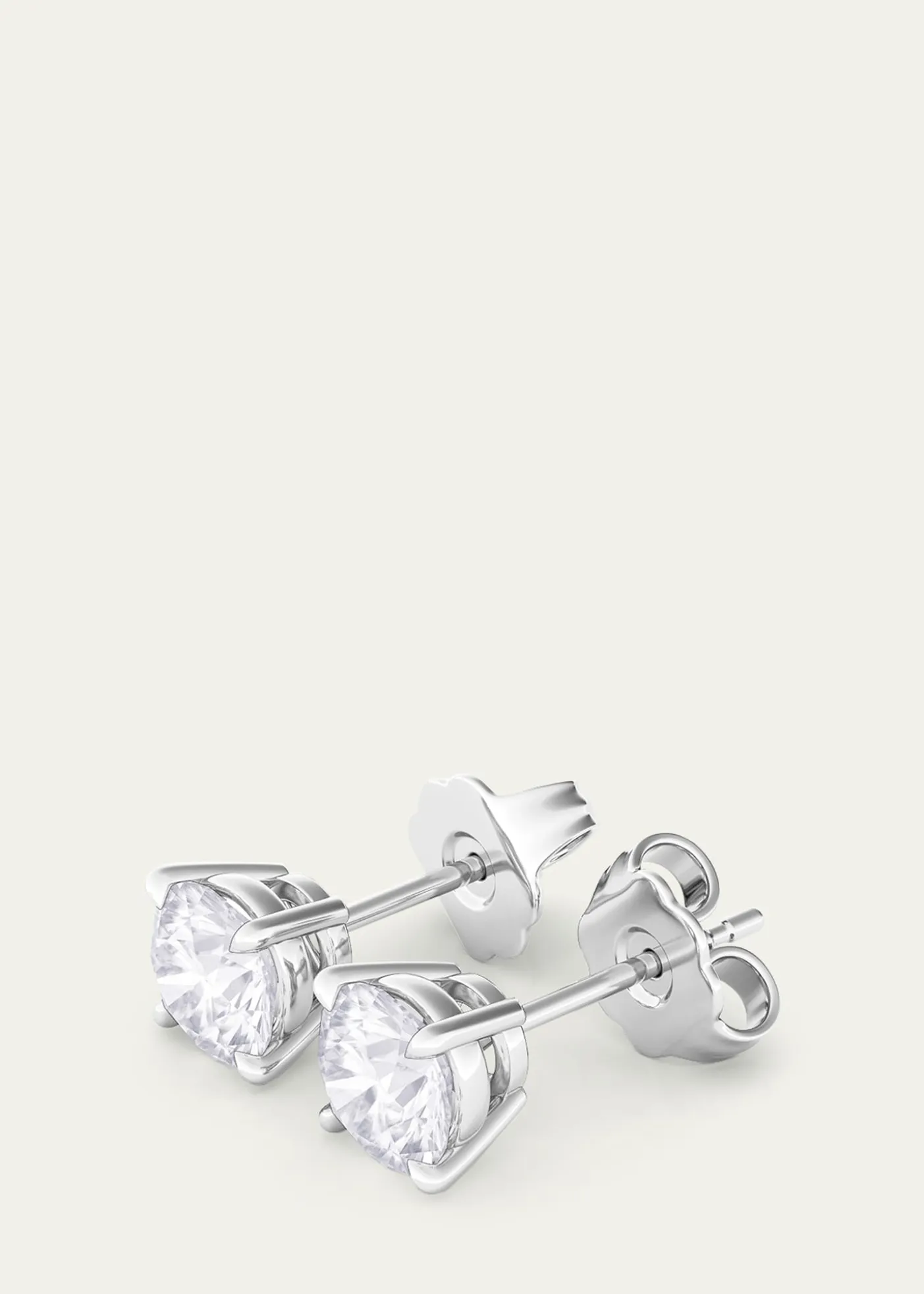 HauteCarat18K Round Brilliant Lab Grown Diamond Stud Earrings, 2.0tcw