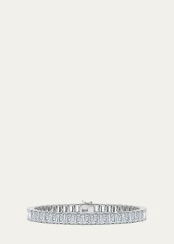 HauteCarat18K Vertical Emerald Lab Grown Diamond Tennis Bracelet