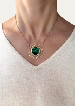 Haute Victoire18K Malachite and Diamond Solar Necklace