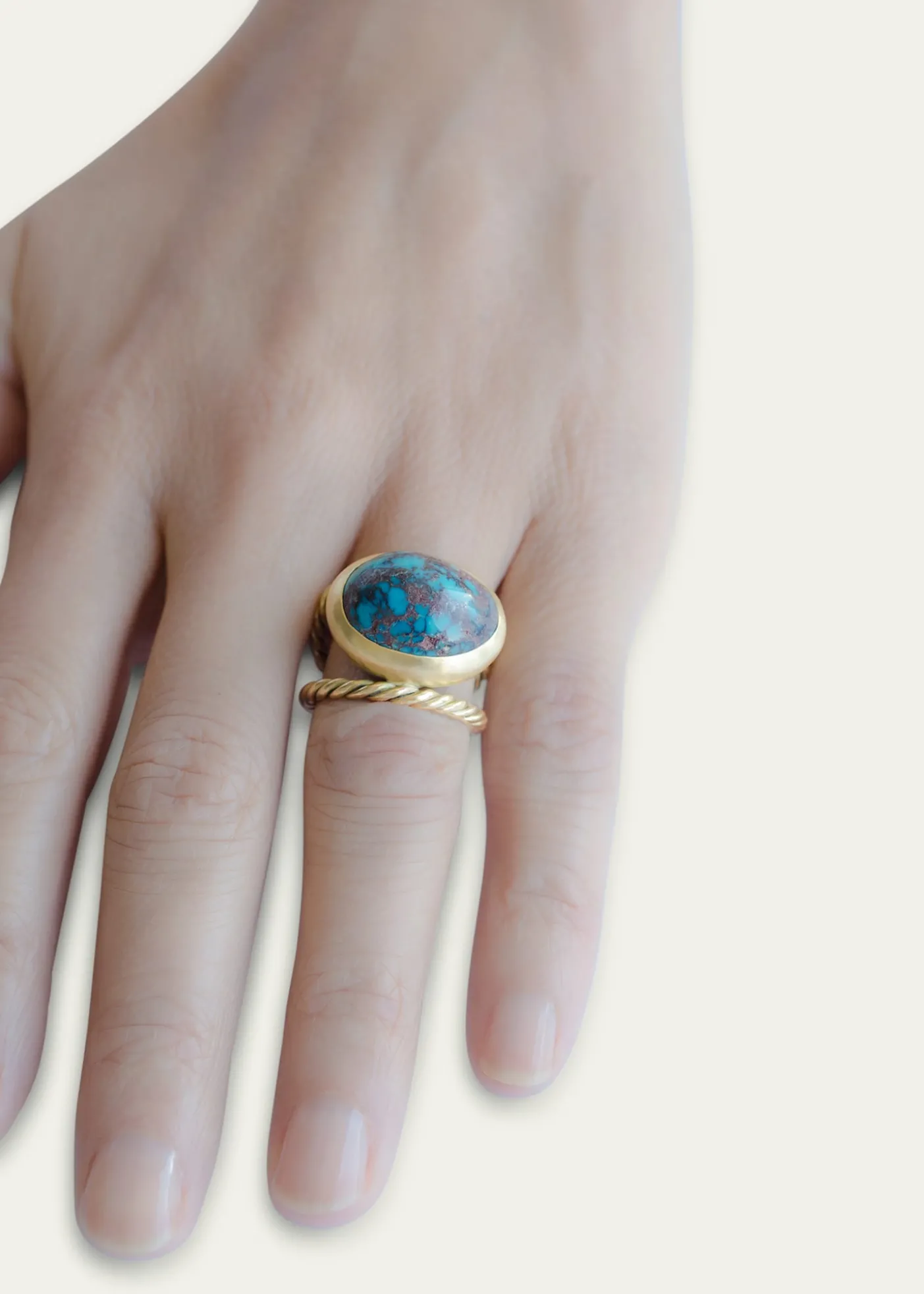 Haute VictoireOne Of A Kind Hand Twisted Turquoise Ring, Size 6.5