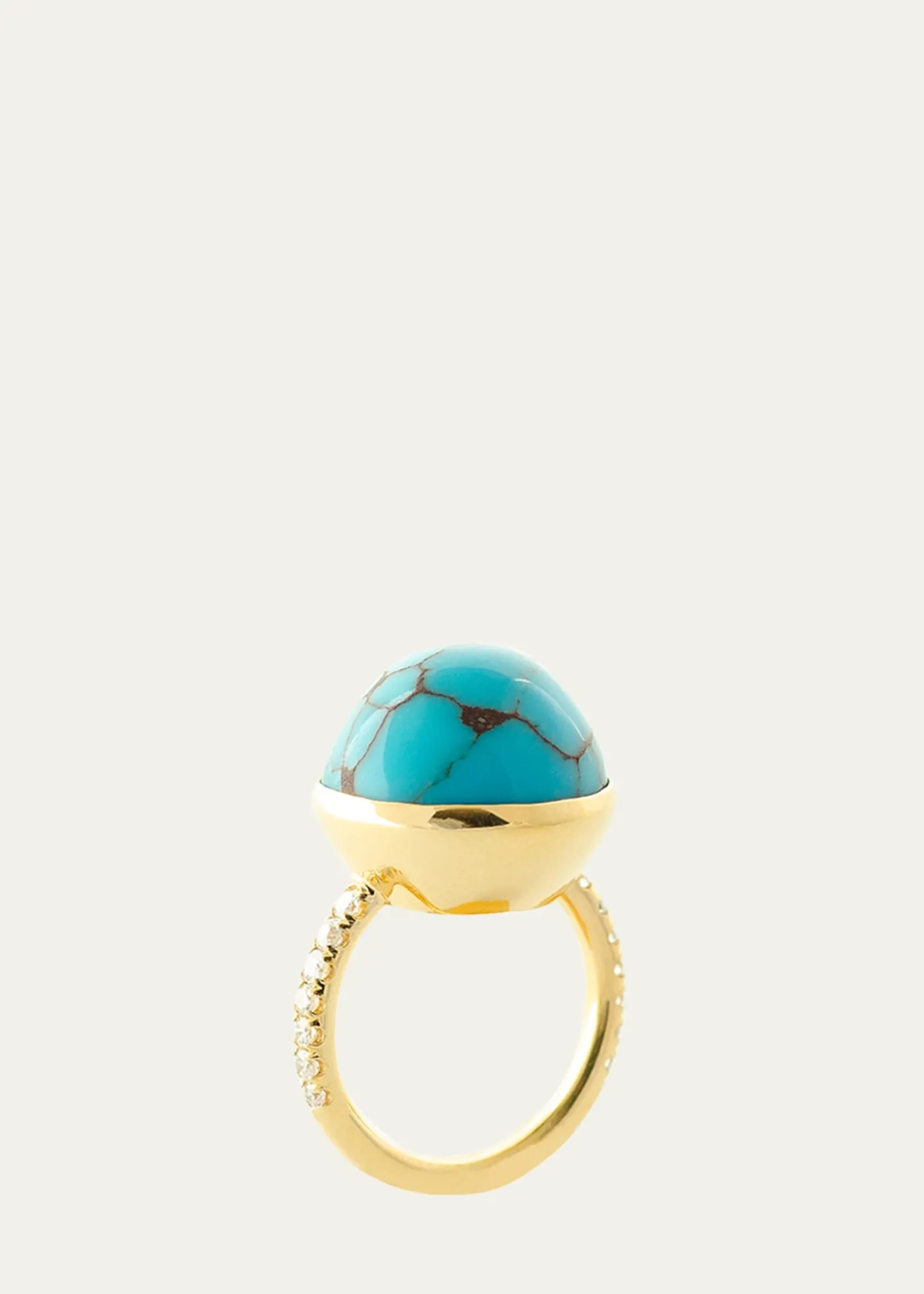 Haute VictoireOne Of A Kind Turquoise Dome and Diamond Ring, Size 7