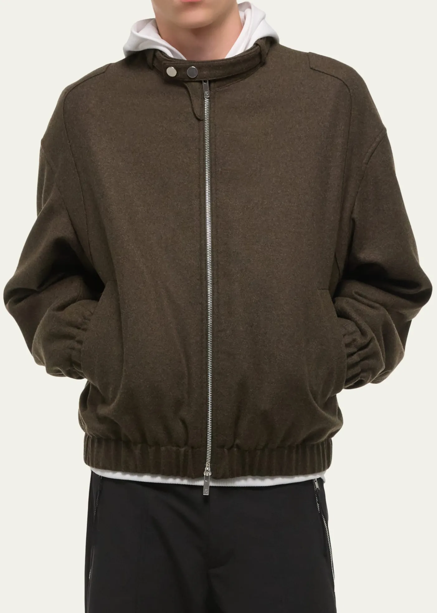 Helmut LangMen's Belted Wool-Blend Bomber Jacket