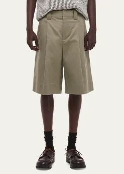 Helmut LangMen's Cotton Pleated Oversized-Fit Bermuda Shorts