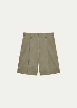 Helmut LangMen's Cotton Pleated Oversized-Fit Bermuda Shorts