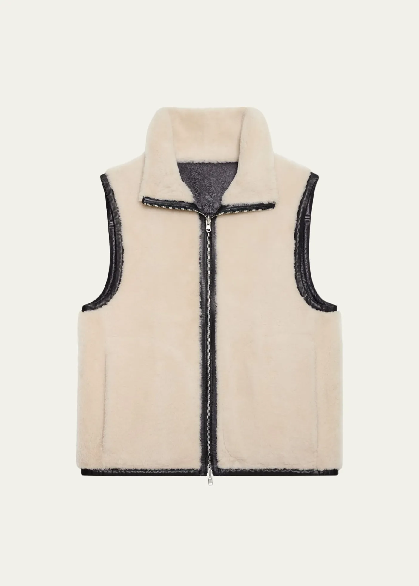 Helmut LangMen's Reversible Shearling Funnel Neck Full-Zip Vest