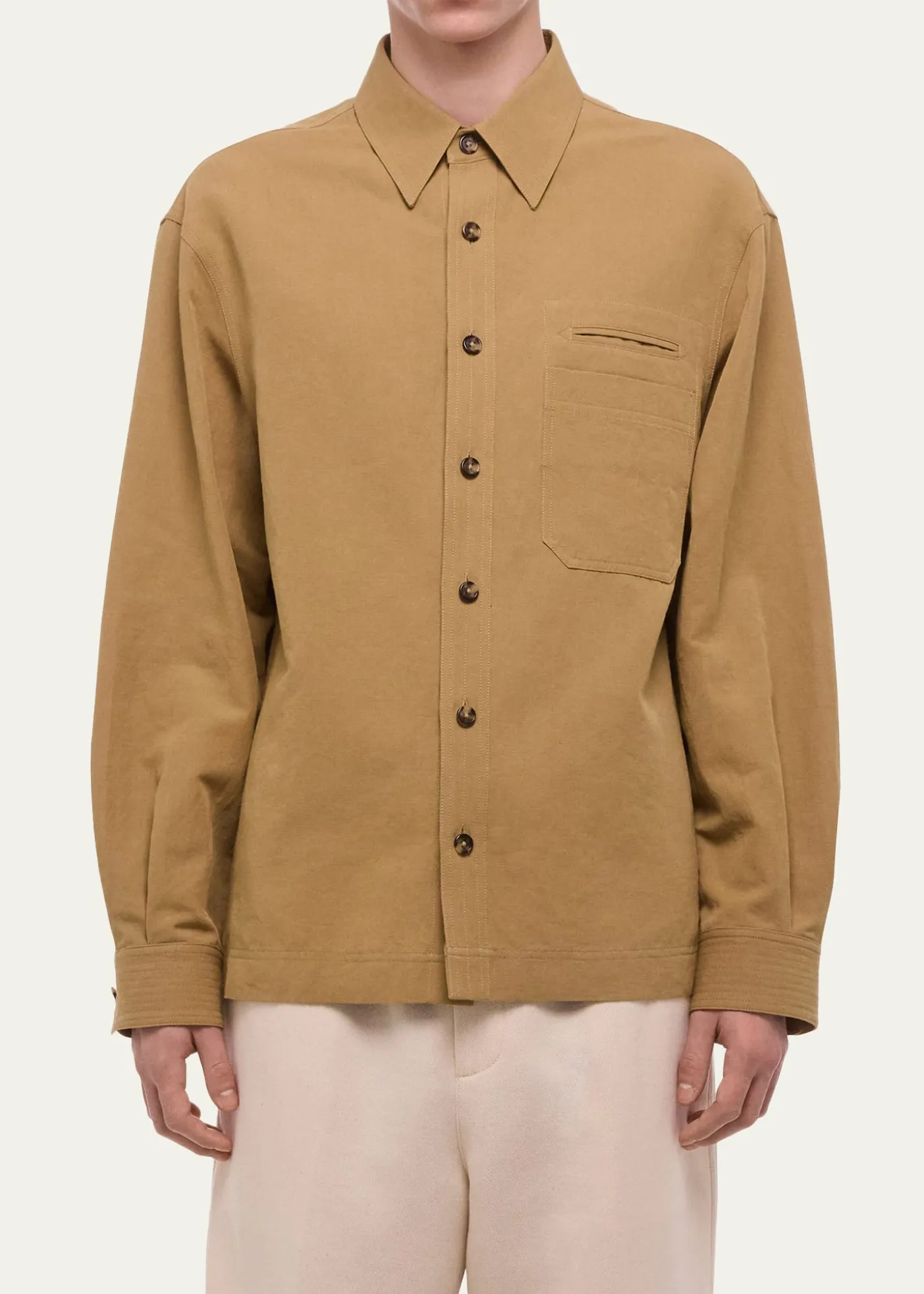 Helmut LangMen's Sailor Slub Cotton and Linen Overshirt