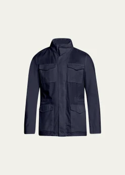 HernoMen's Cotton Concealed-Zip Safari Jacket