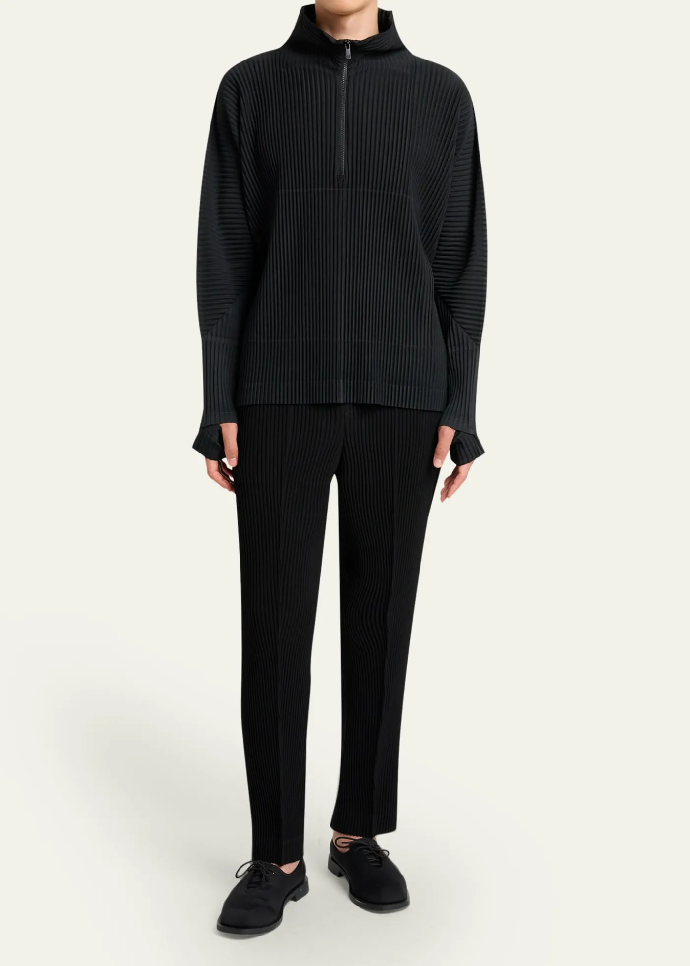 Homme Plisse Issey MiyakeMen's Pleated Quarter-Zip Sweater
