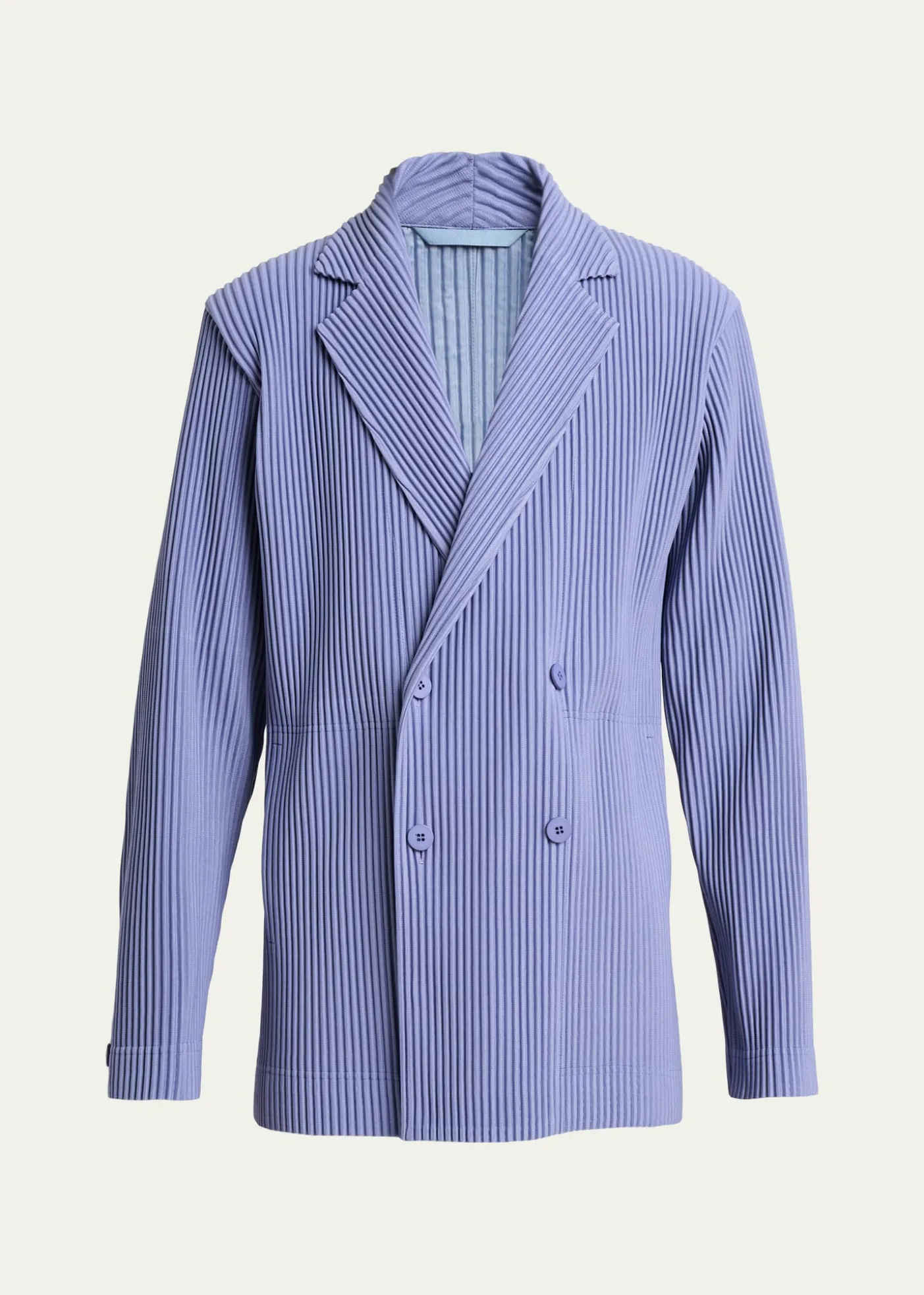 Homme Plisse Issey MiyakeMen's Pleated Double-Breasted Blazer